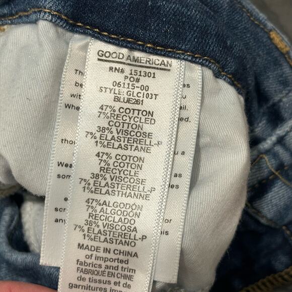 Good American Good Legs Busted Knees Skinny Jeans - size 4/27 - Picture 6 of 7